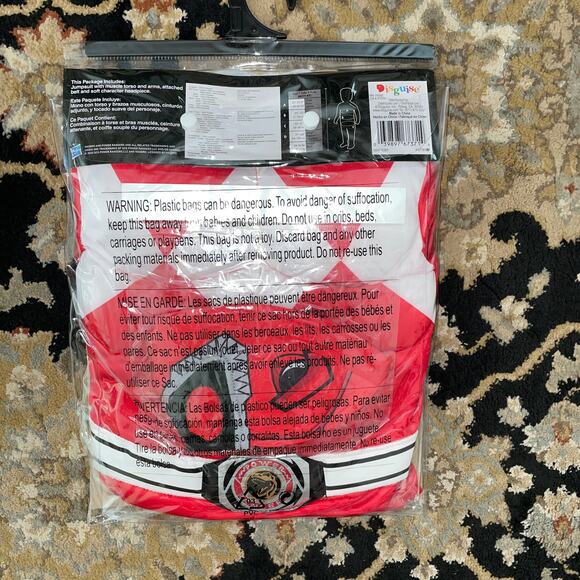 BOYS RED POWER RANGER MUSCLE HALLOWEEN COSTUME 3-4T NEW - Picture 4 of 5
